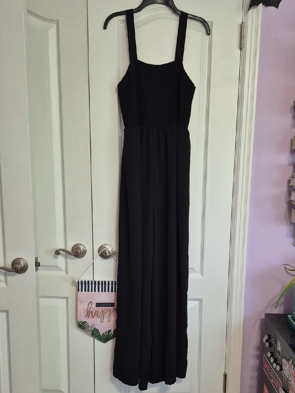 DOKOTOO Black Wide Leg Jumpsuit with Smocked Bodice